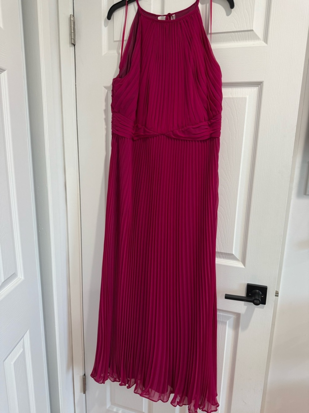 Fuchsia Pleated Halter Maxi Dress Size 16